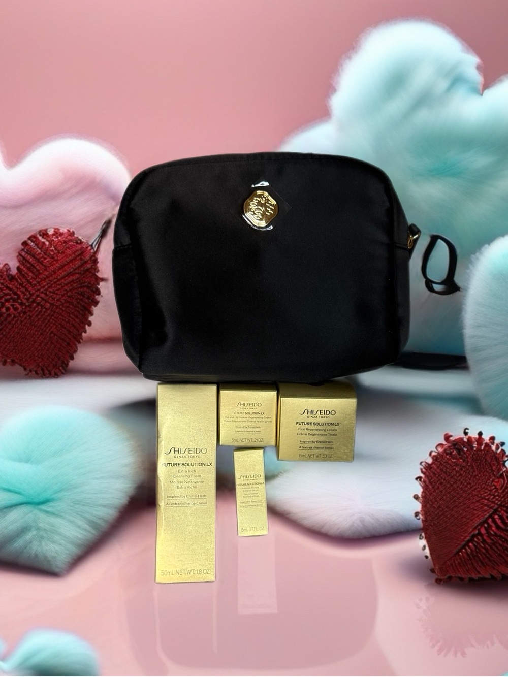 Shiseido Set Includes Black Cosmetic Pouch